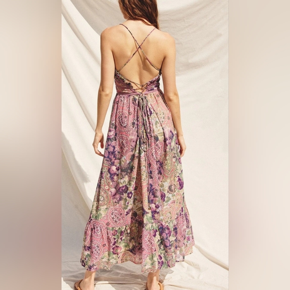 NWT DRESS FORUM Bohemian Floral Maxi Dress in Purple and Pink - Picture 2 of 10